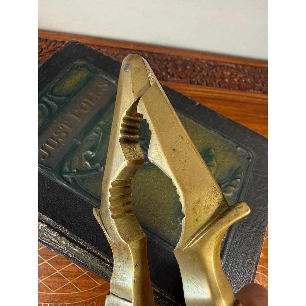 Vintage Brass & Carved Wood Nutcracker • Mid Century Kitchen Decor